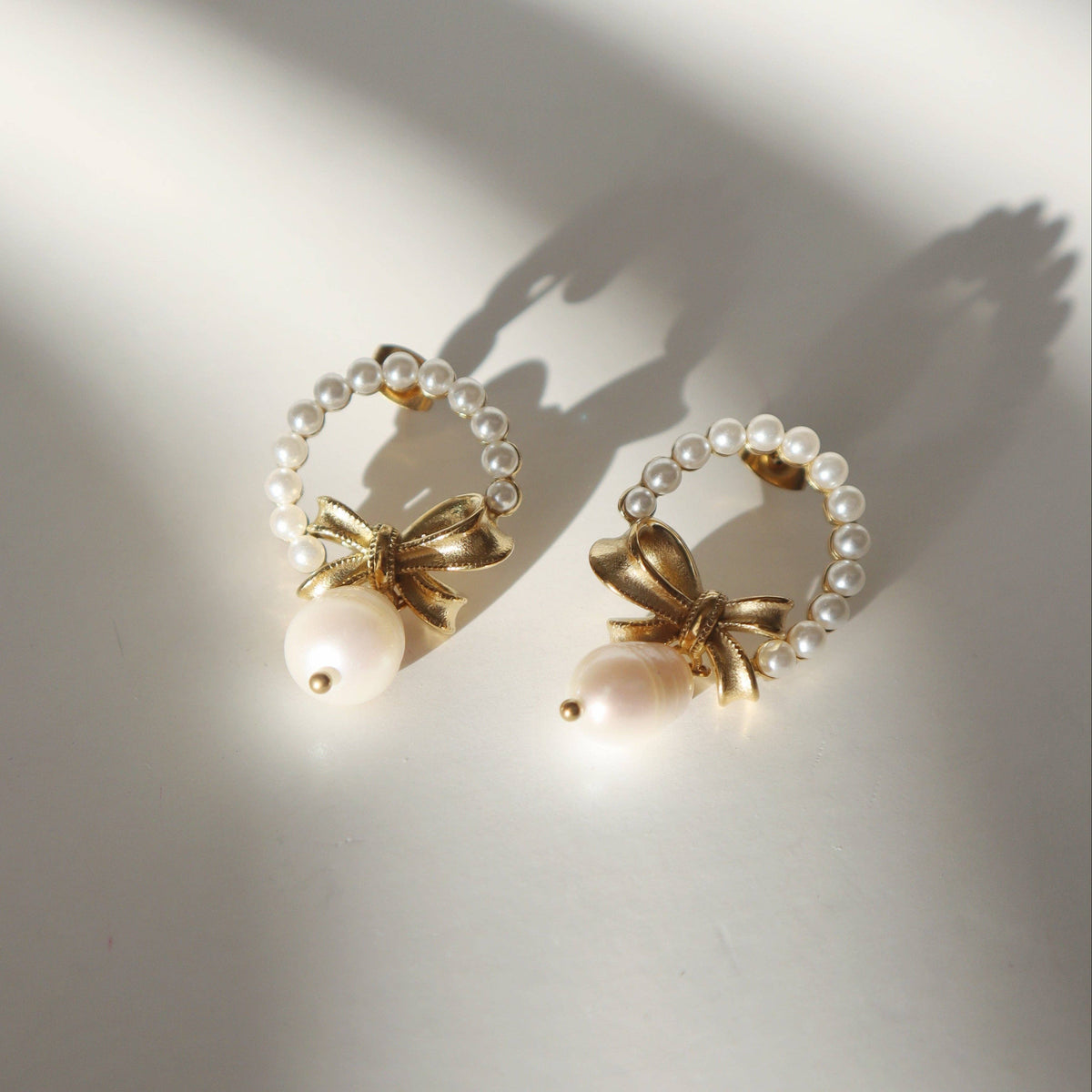 Pearl Halo Bow Earrings