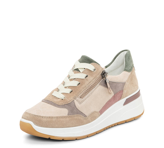 Gardenia Women's Side Zip Multi-Color Mixed Material Wedge Sneaker (12-57702)