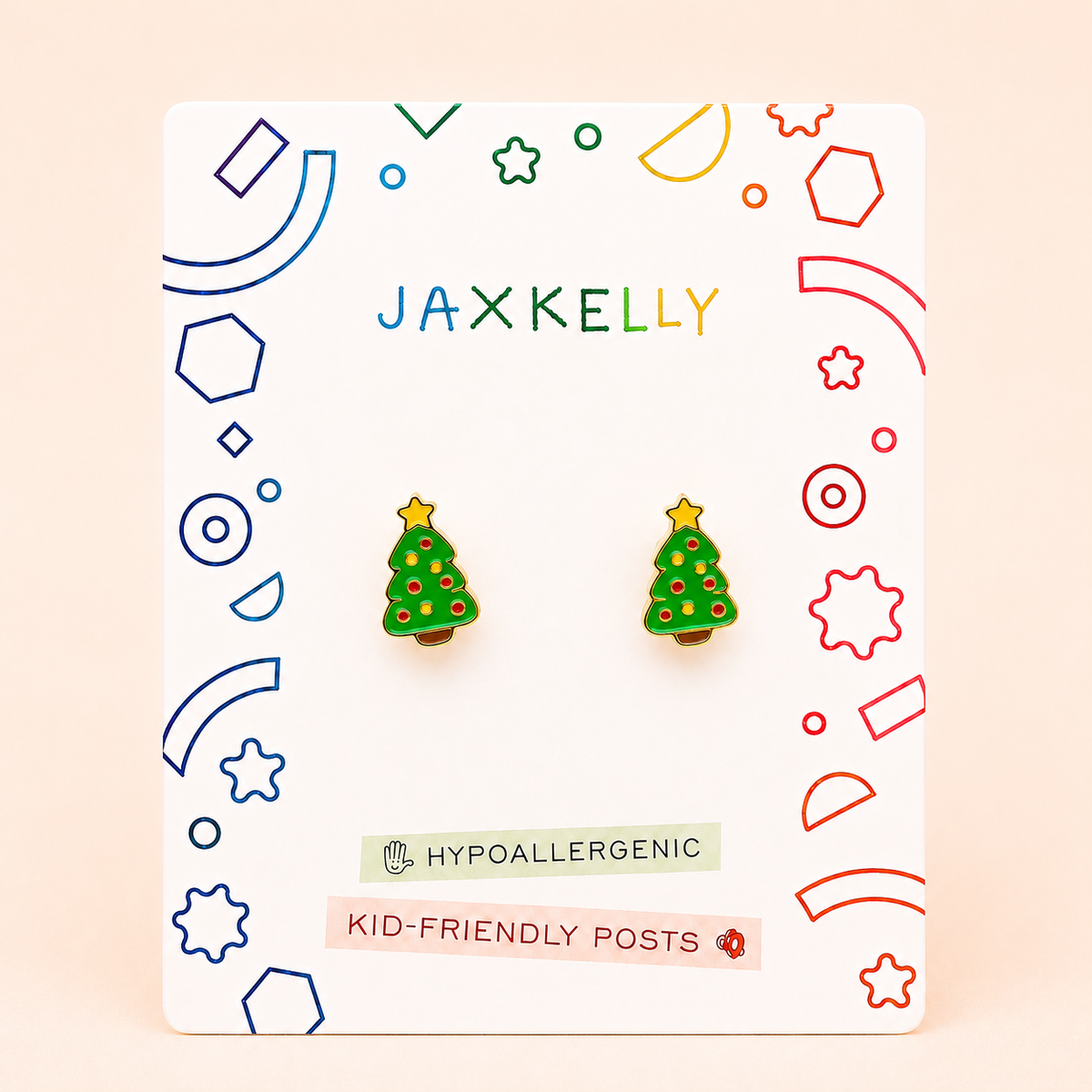 Christmas Tree Enamel Flat Back Kids Earrings