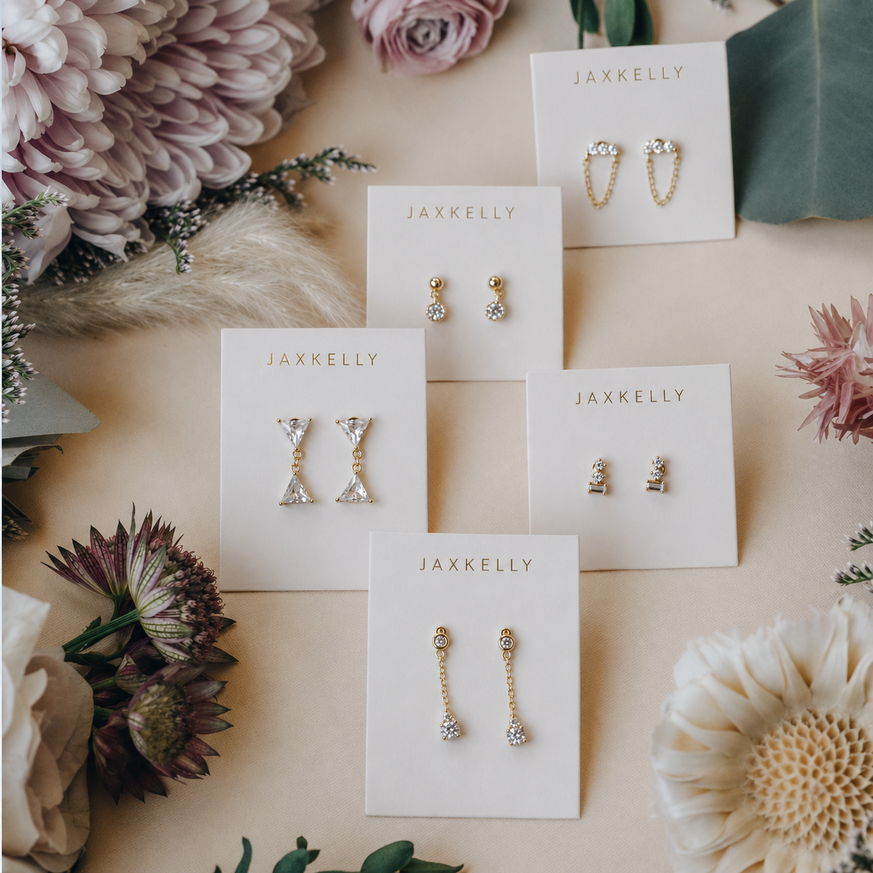 Dual Triangle Drop - Gold Earrings