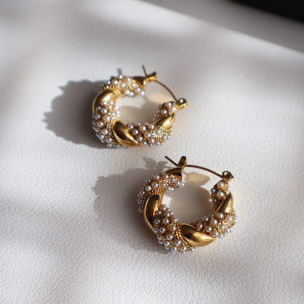 Nolita Hoops | Pearl Gold Twisted Hoops