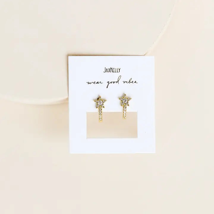 Celestial-Pave Star Huggie-Earring