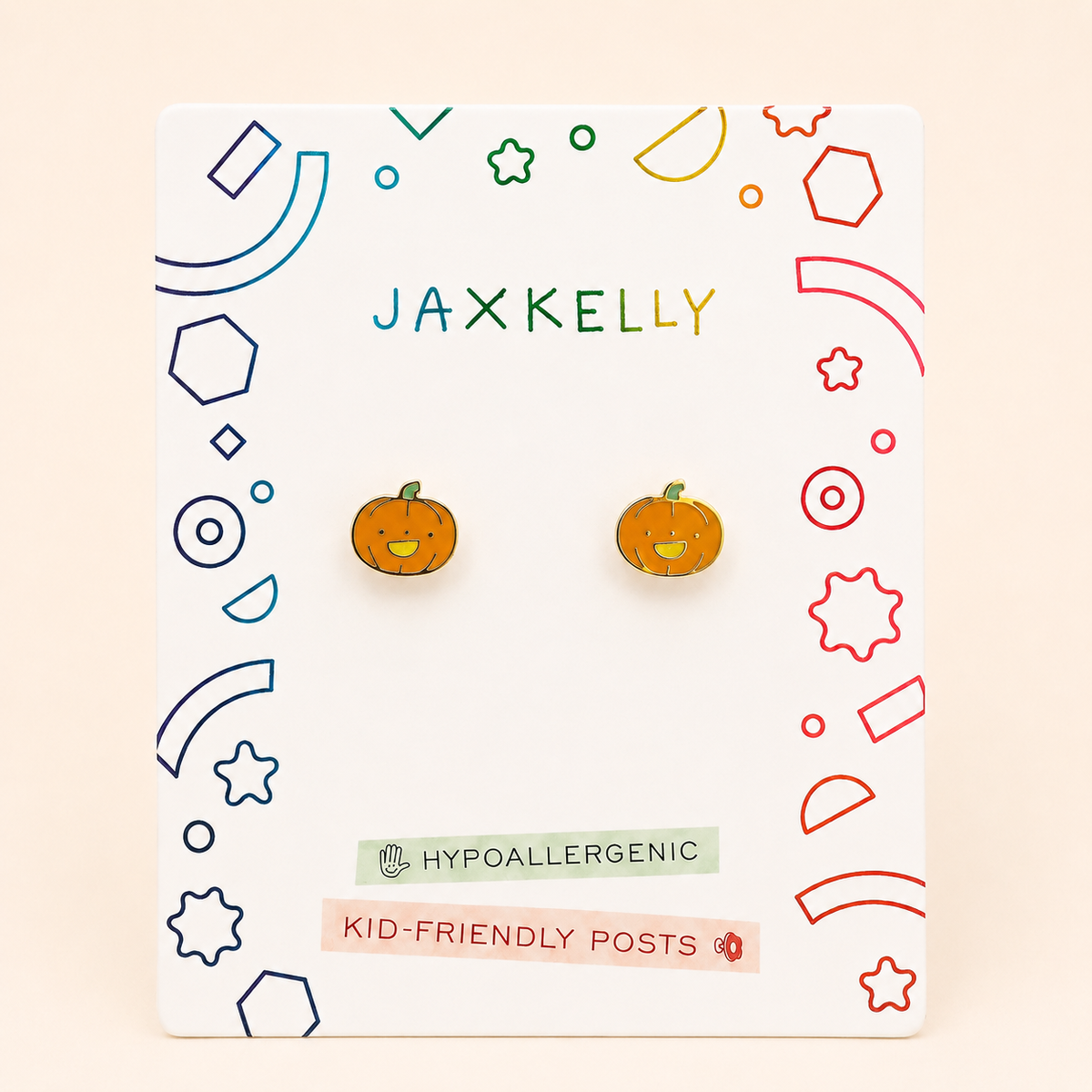 Pumpkin Enamel Flat Back Kids Earrings