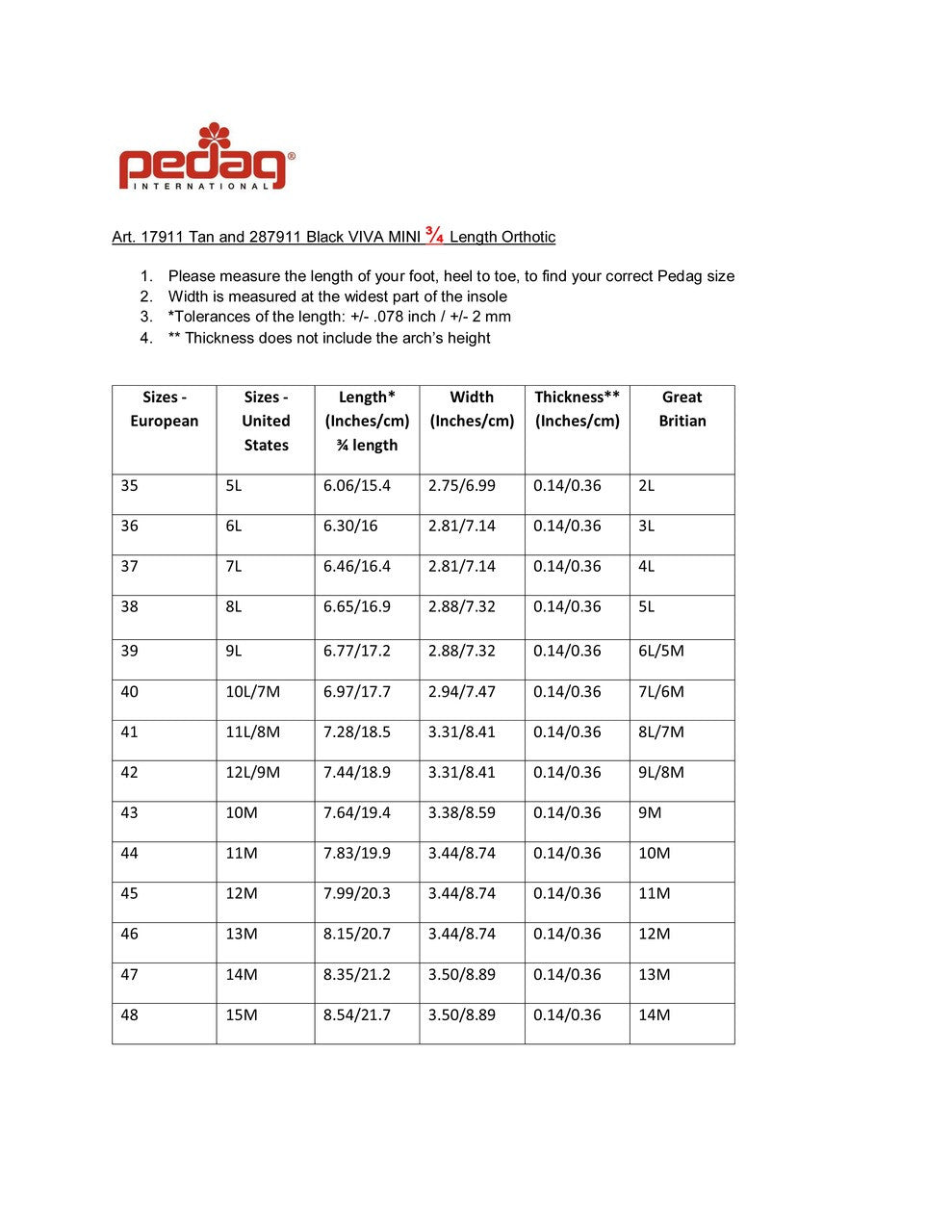 Viva Mini - Slim 3/4 Cowhide Orthotic Insole for Tight Shoes