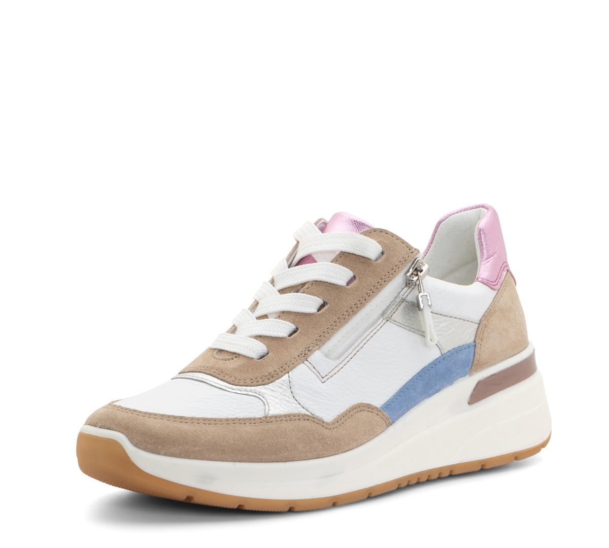 Gardenia Women's Side Zip Multi-Color Mixed Material Wedge Sneaker