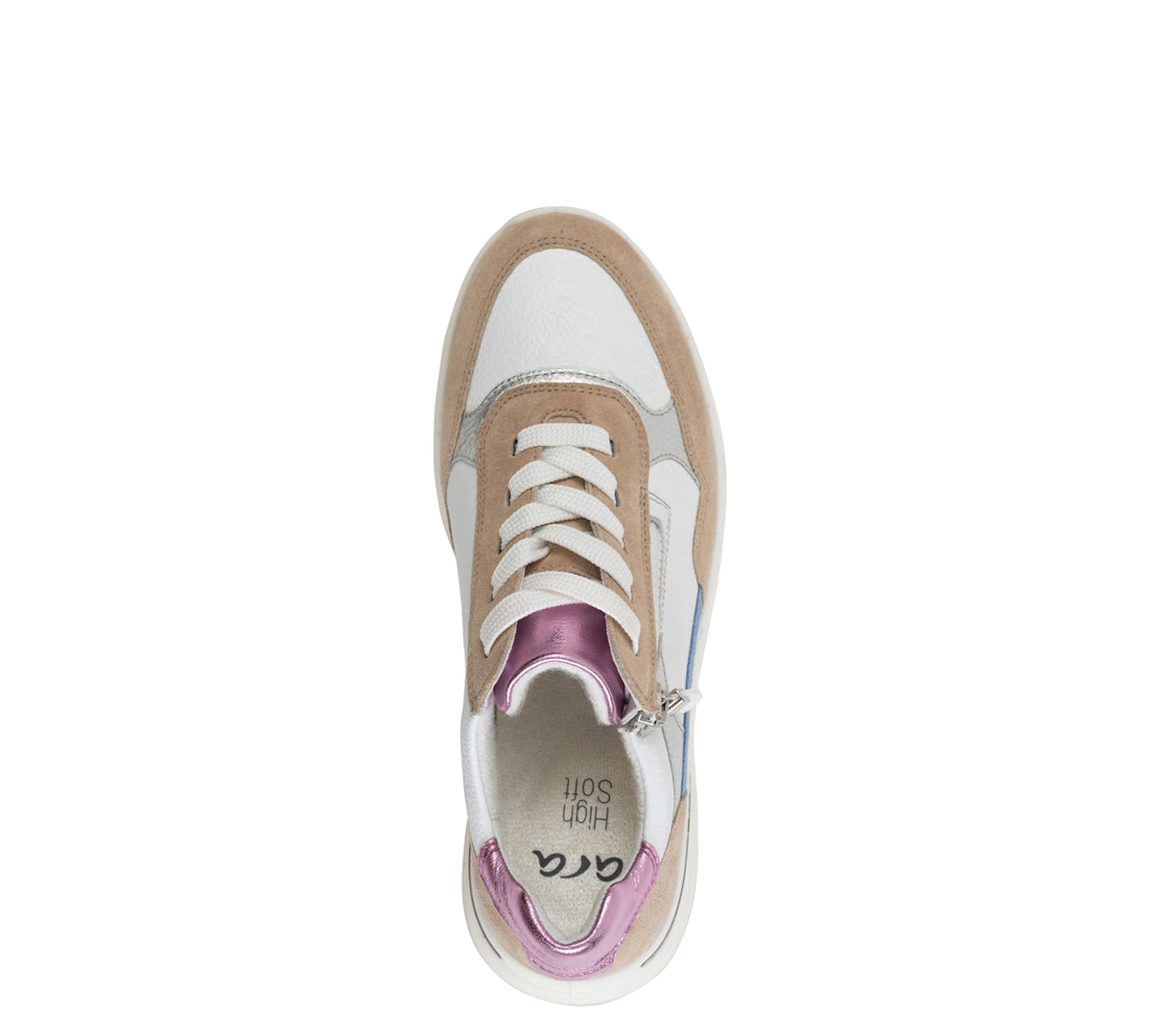 Gardenia Women's Side Zip Multi-Color Mixed Material Wedge Sneaker