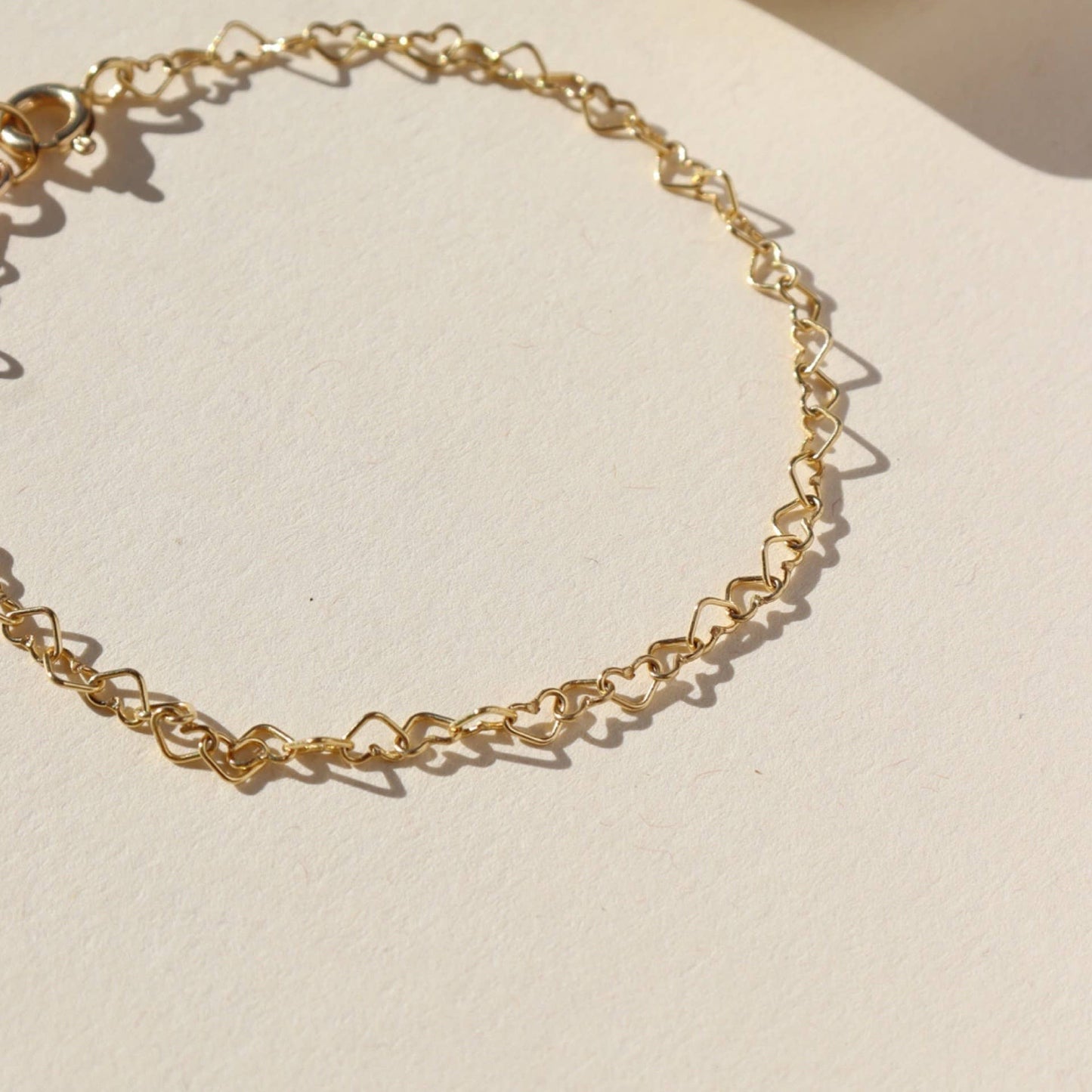 Heart Chain Bracelet in 14k Gold Fill or Sterling Silver