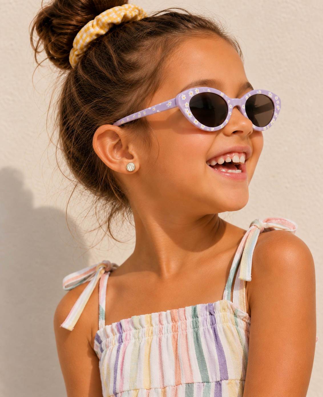 Volleyball Enamel Flat Back Kids Earrings
