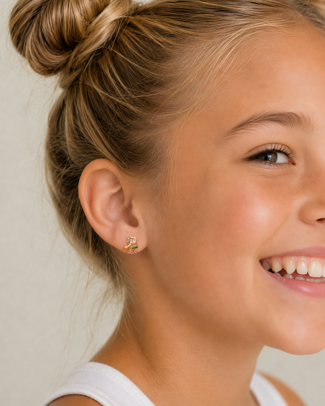 Roller Skate Enamel Flat Back Kids Earrings