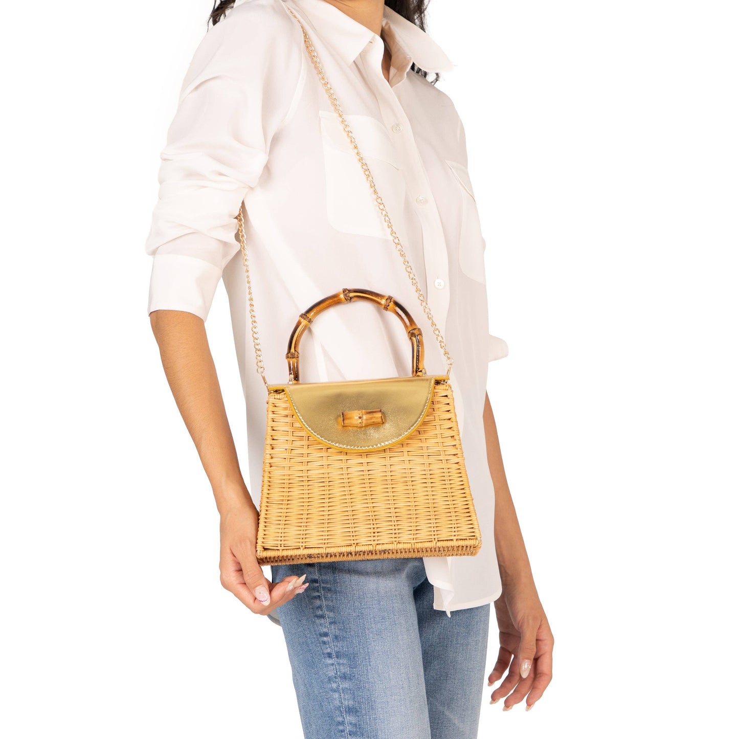 Handbag: CAPRI-NATURAL GOLD