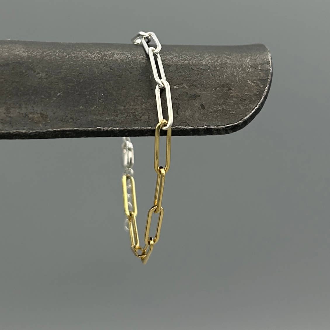 Two Tone Long Paperclip Bracelet