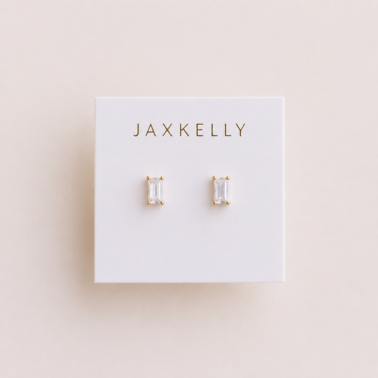 Baguette - Lilac - Gold Earrings