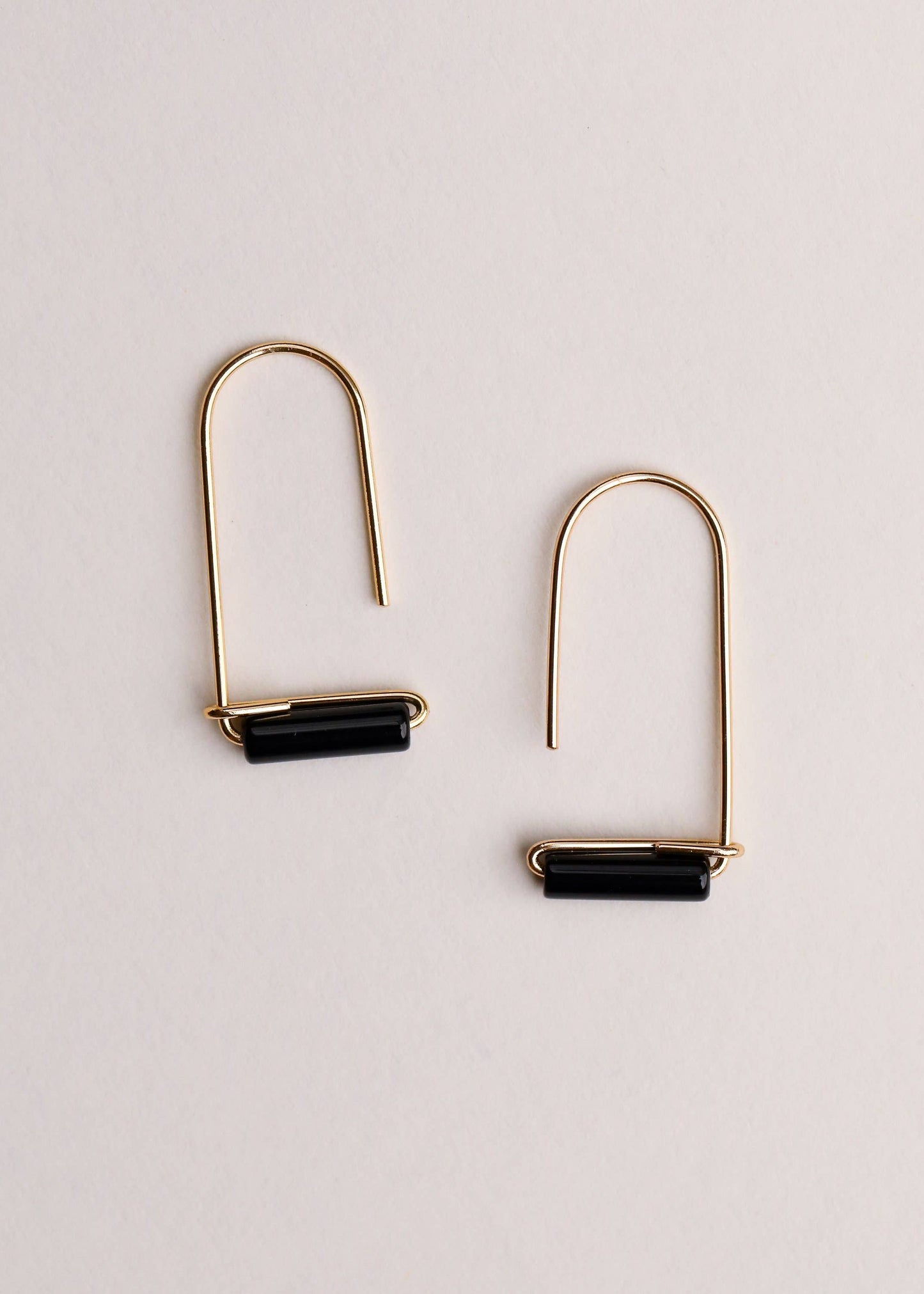 Drop - Black Onyx - Gold Earrings