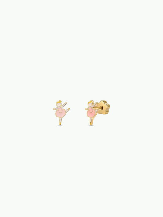 Ballerina Enamel Flat Back Kids Earrings
