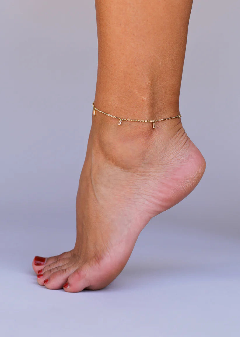 Baguette Drop Anklet