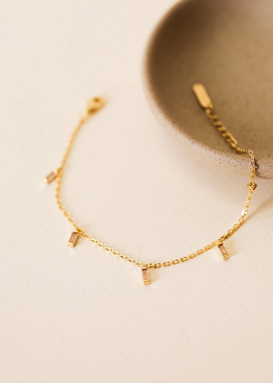 Baguette Champagne Drop Bracelet - 18k Gold Plated