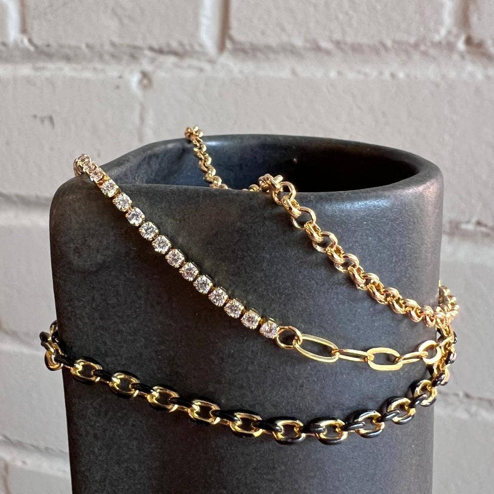 Gold Enamel Anchor Chain Bracelet
