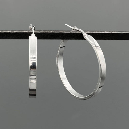 HS445-Silver Flat 32mm French Lock Hoops