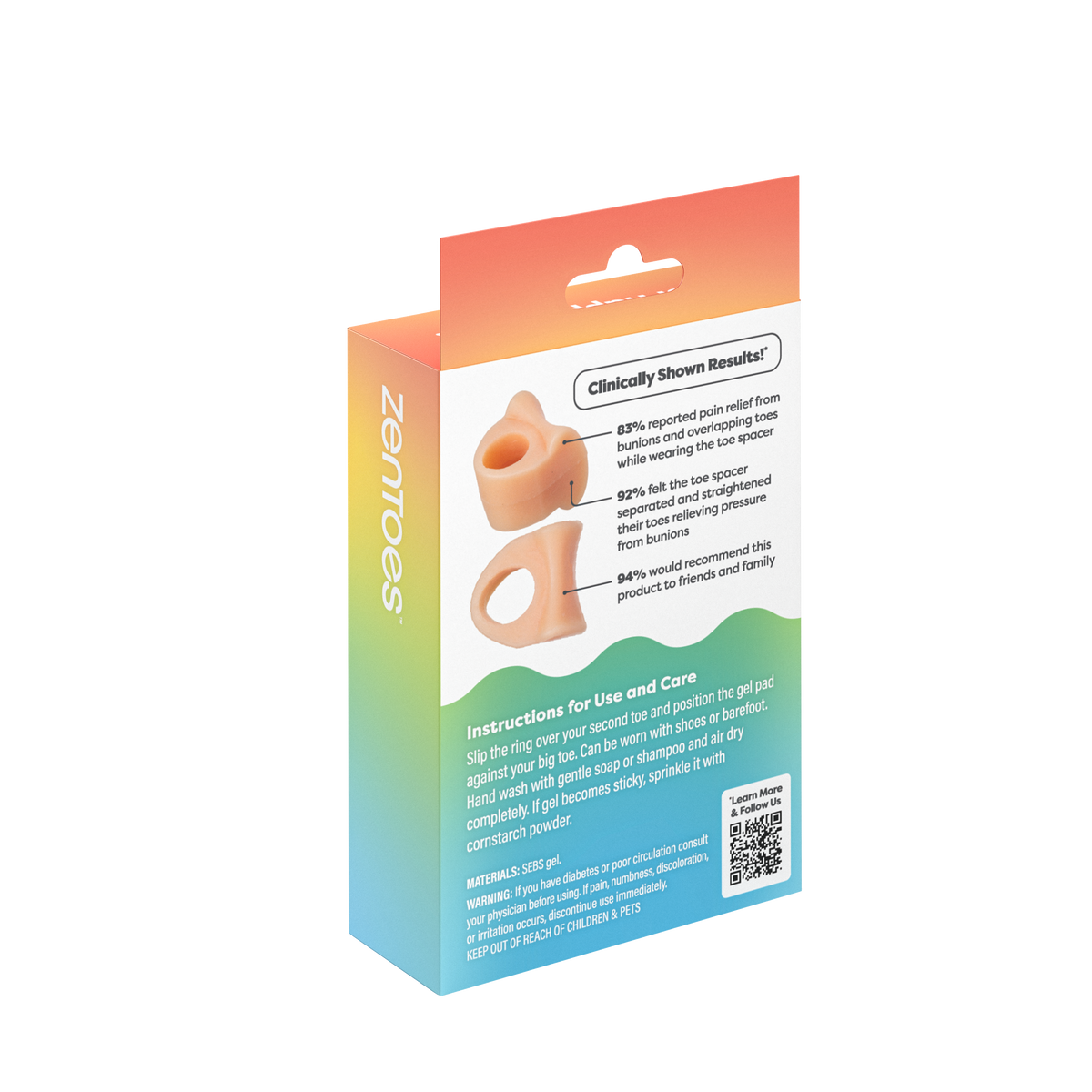 Single Loop Toe Separator, Bunion Corrector - Beige - 2 Pack