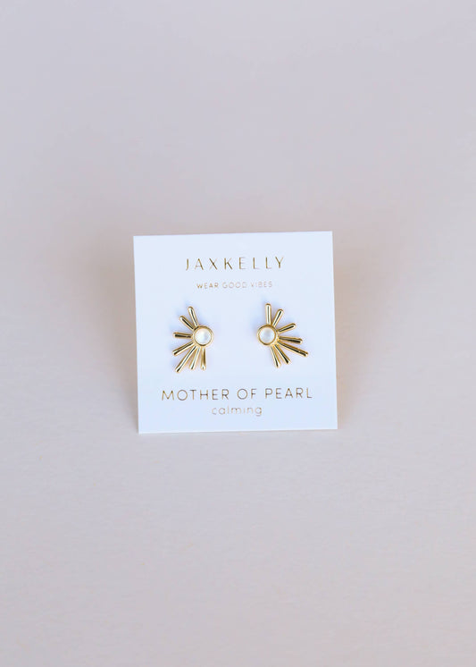 Sun Ray - Mother of Pearl - Gold Earrings