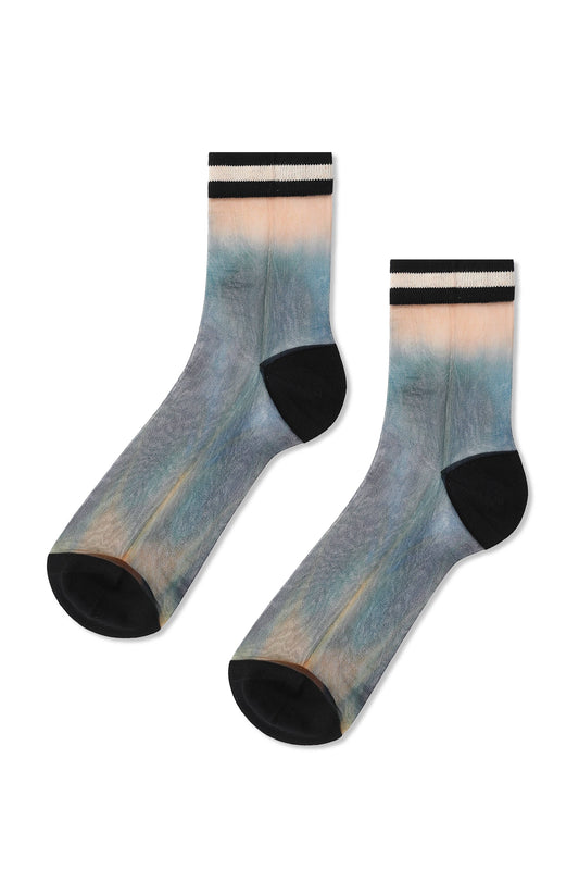 Lisse Tie Dye Sheer Ankle Sock: Marble