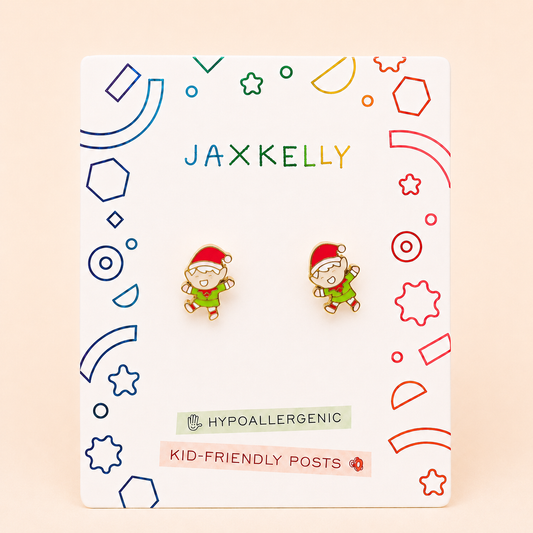 Elf Enamel Flat Back Kids Earrings