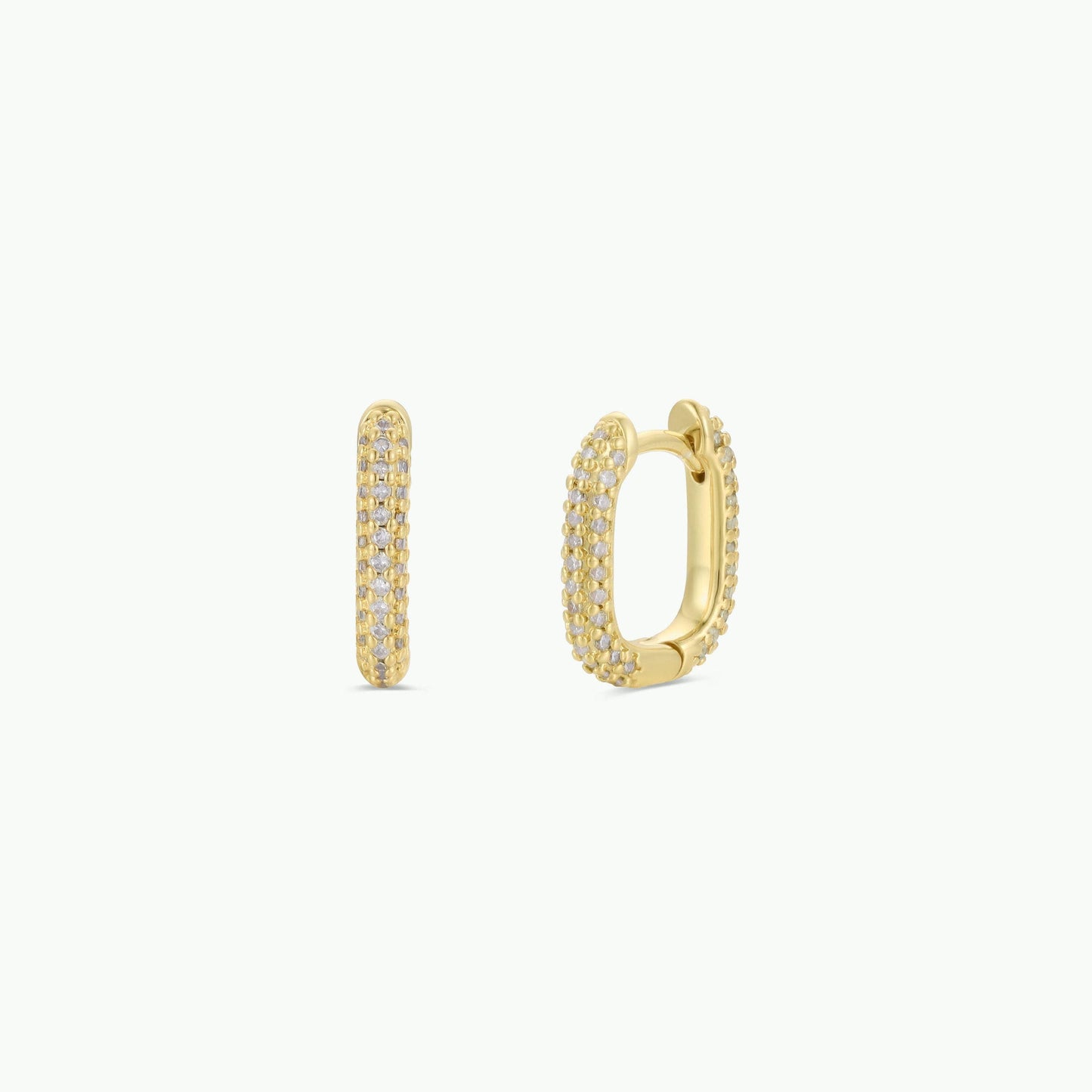 Gold Hoop - Pave - White CZ - Gold Earrings