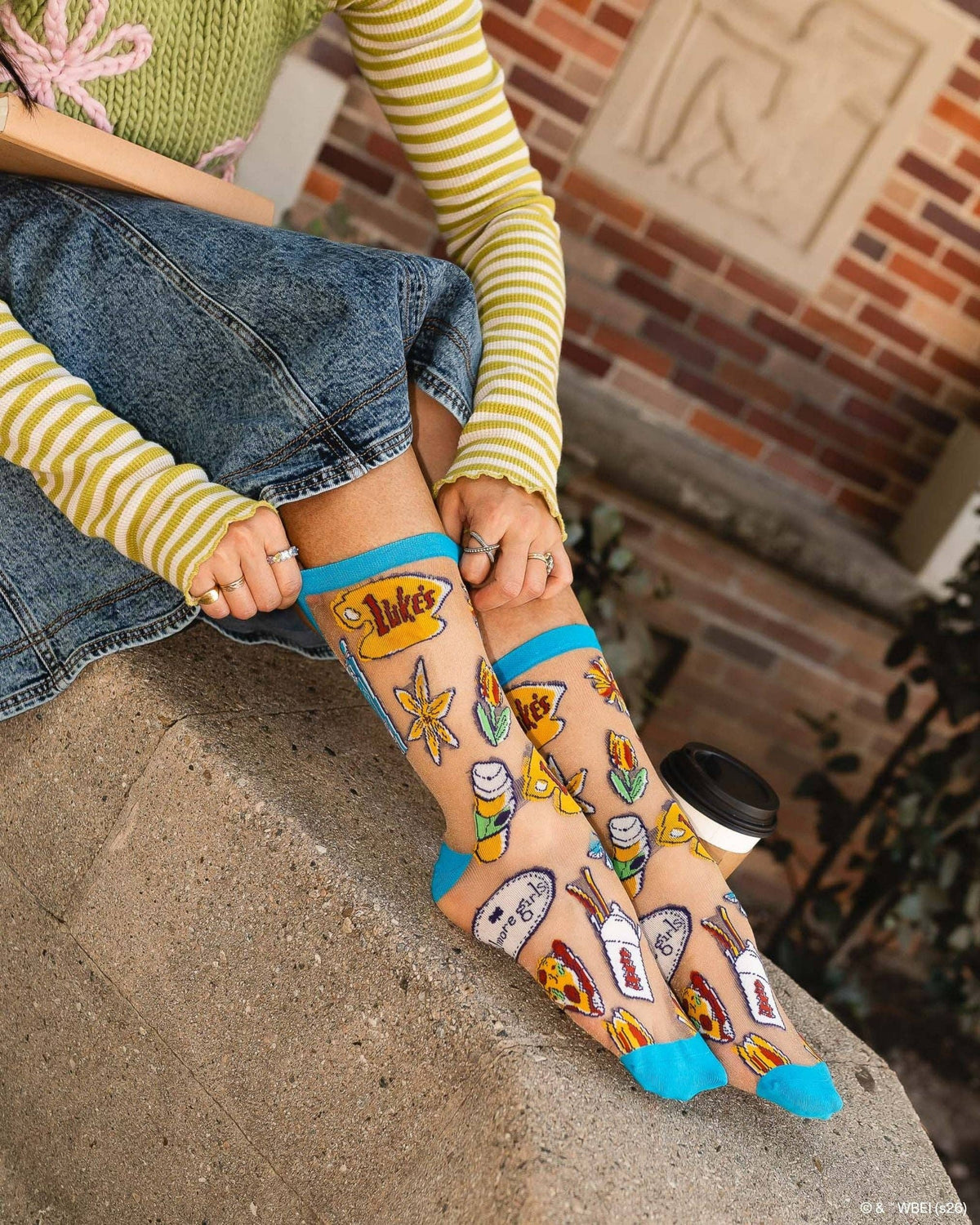Gilmore Girls Stars Hollow Shimmer Sheer Crew Sock