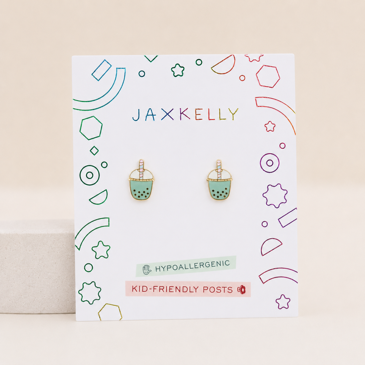 Matcha Enamel Flat Back Kids Earrings