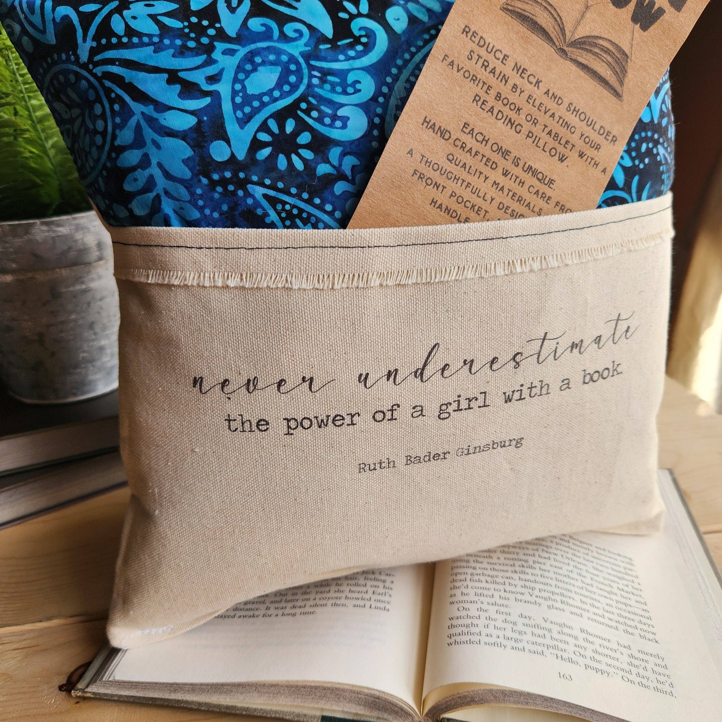 Never Underestimate the Power... Girl, RBG, Reading Pillow