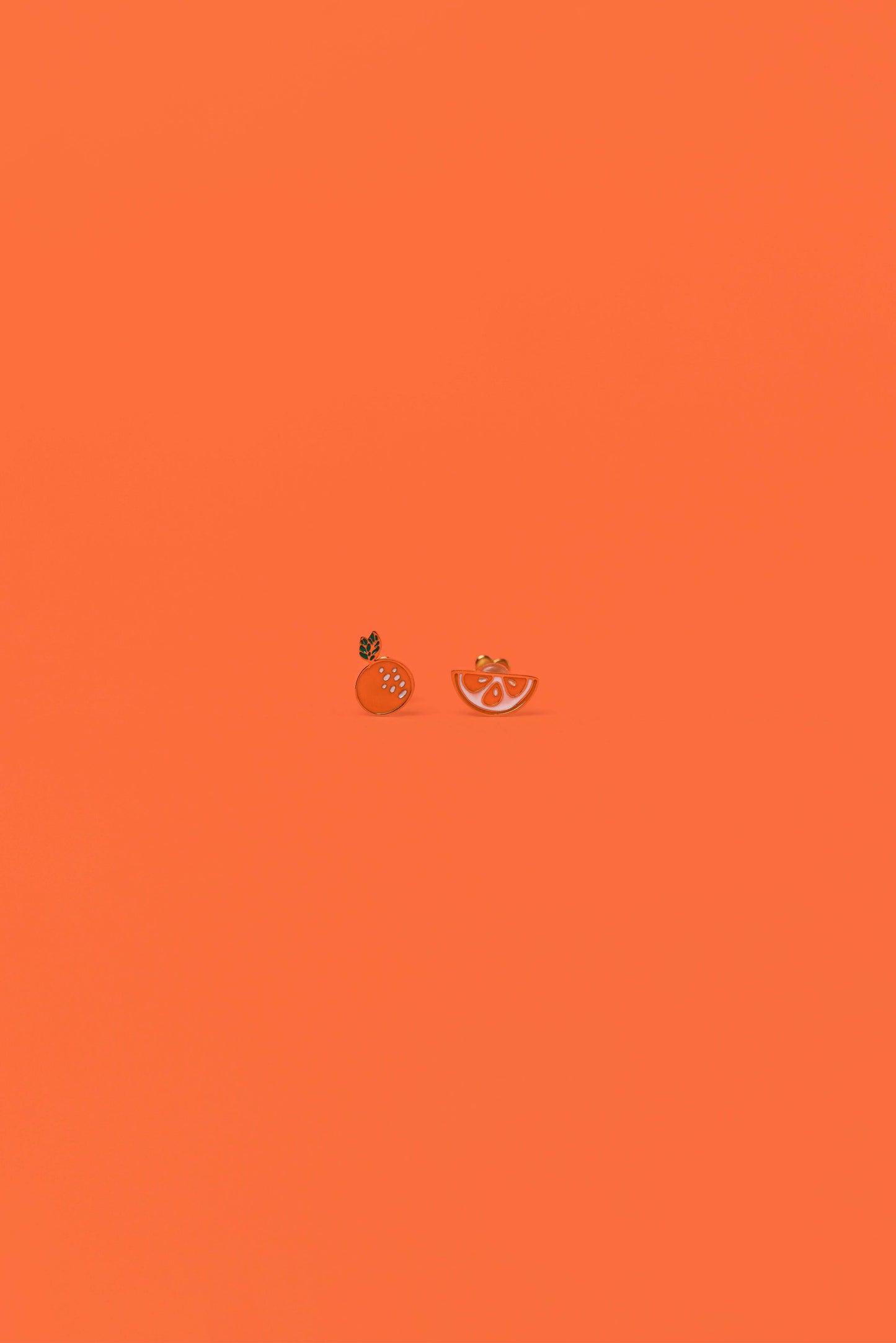 Orange Enamel Flat Back Kids Earrings
