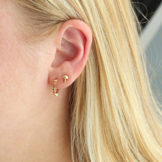 Mushroom Crystal Stud Earrings