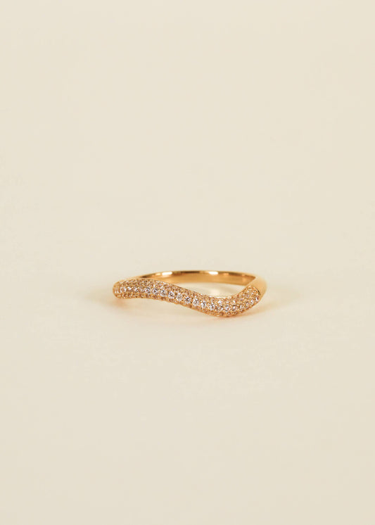 Gold Rings - Pave Wave - Champagne CZ
