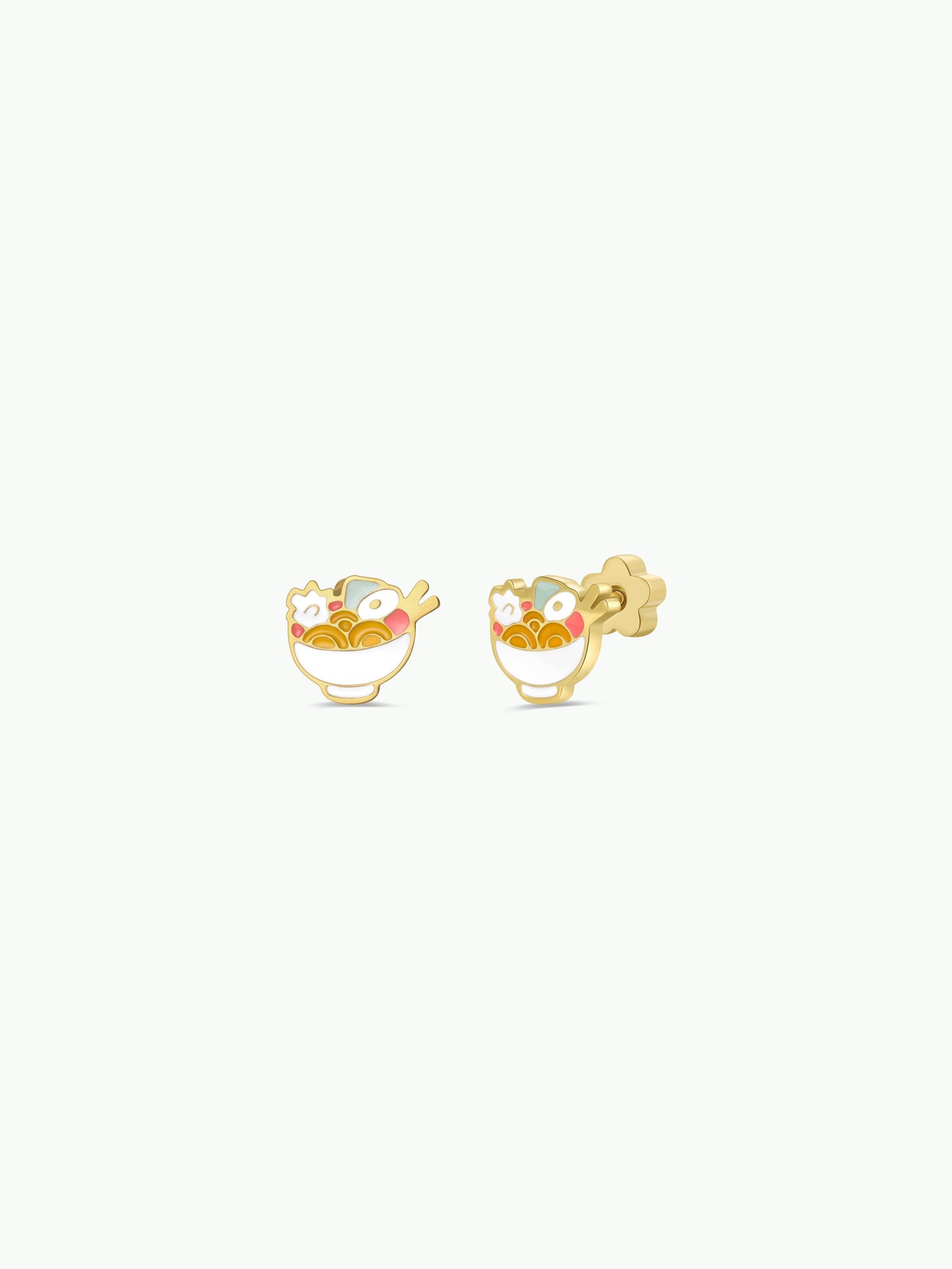Ramen Enamel Flat Back Kids Earrings