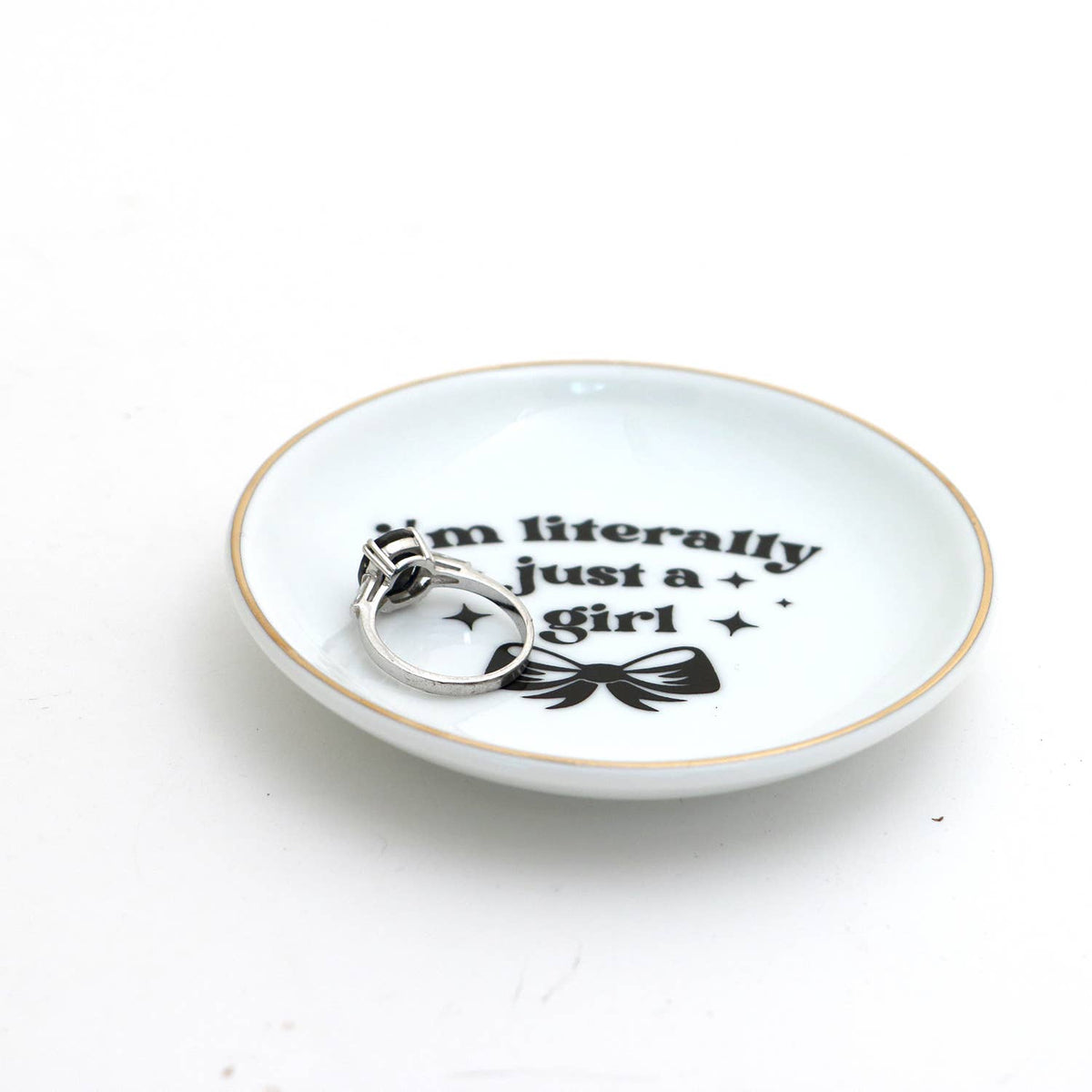 Literally Just a Girl Ring Dish,with 22K Gold, ring holder