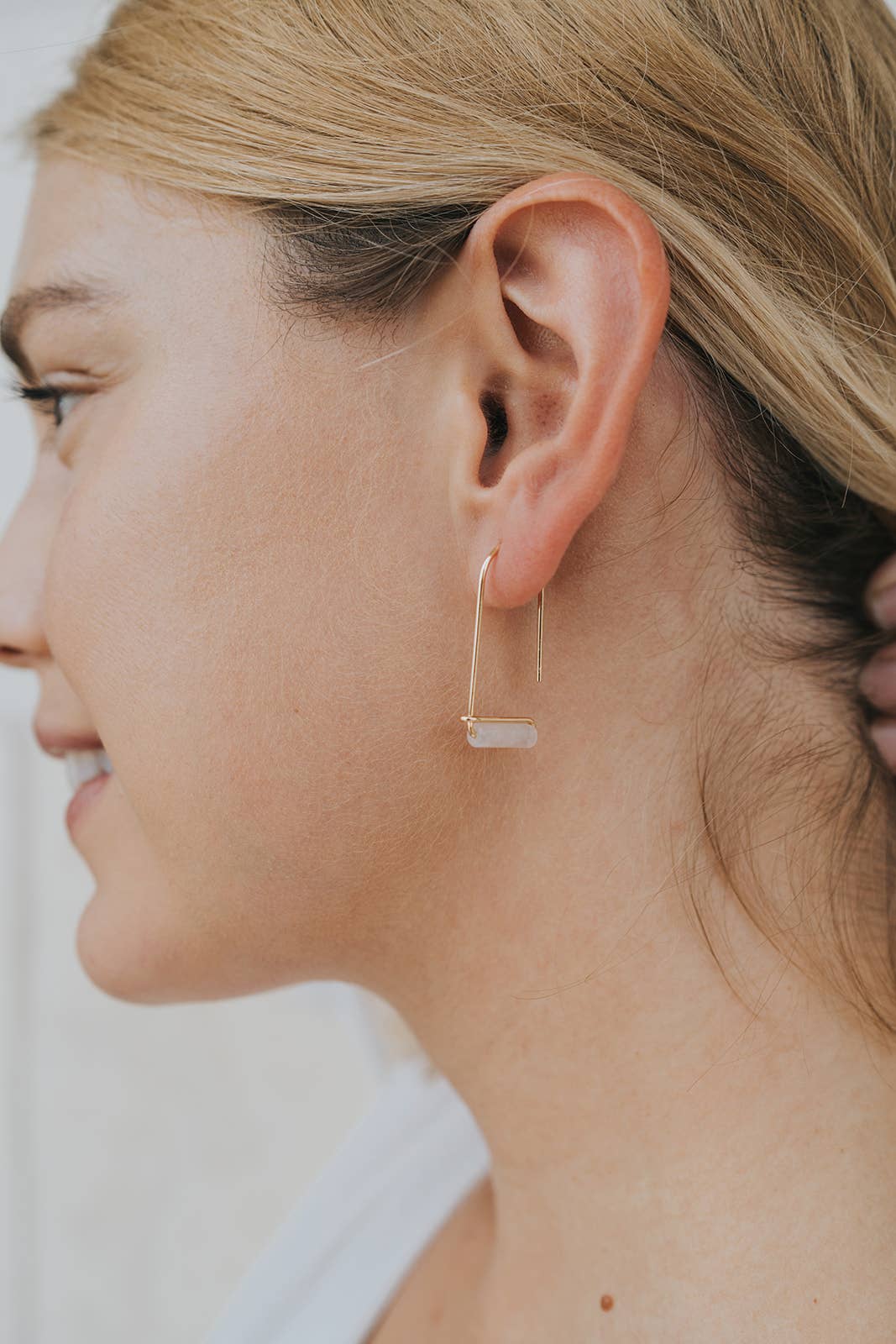 Drop - Rose Quartz - Gold Earrings