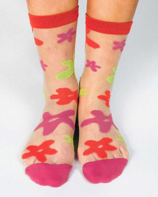 Flower Sheer Ankle Sock by Hannah Packer