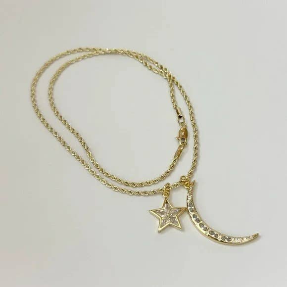 Moon and Star Necklace