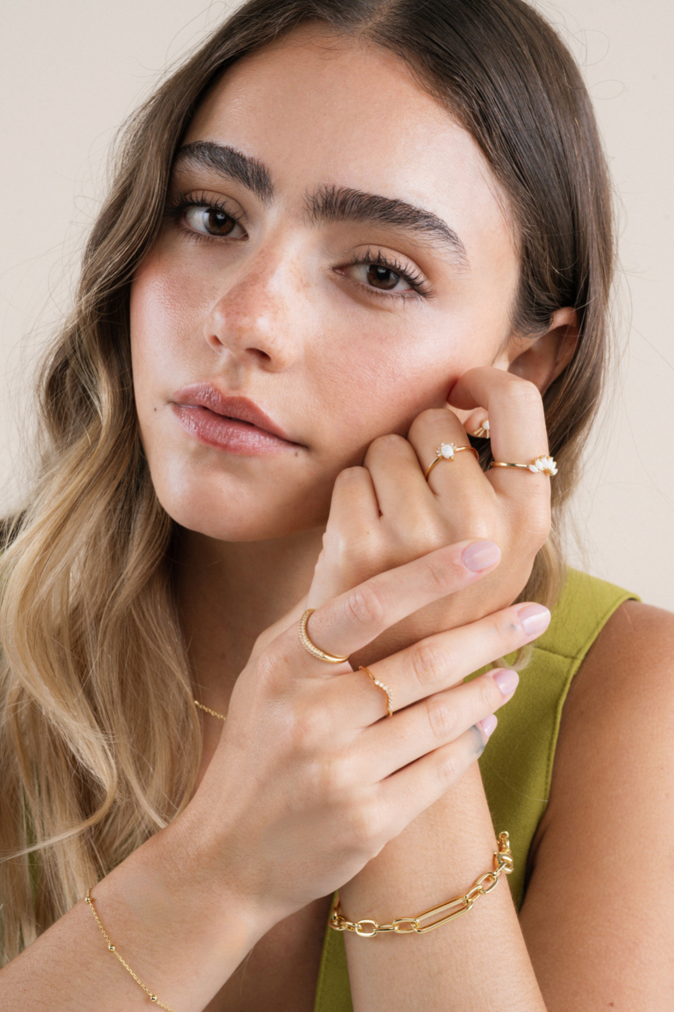 Gold Rings - Opal Burst CZ