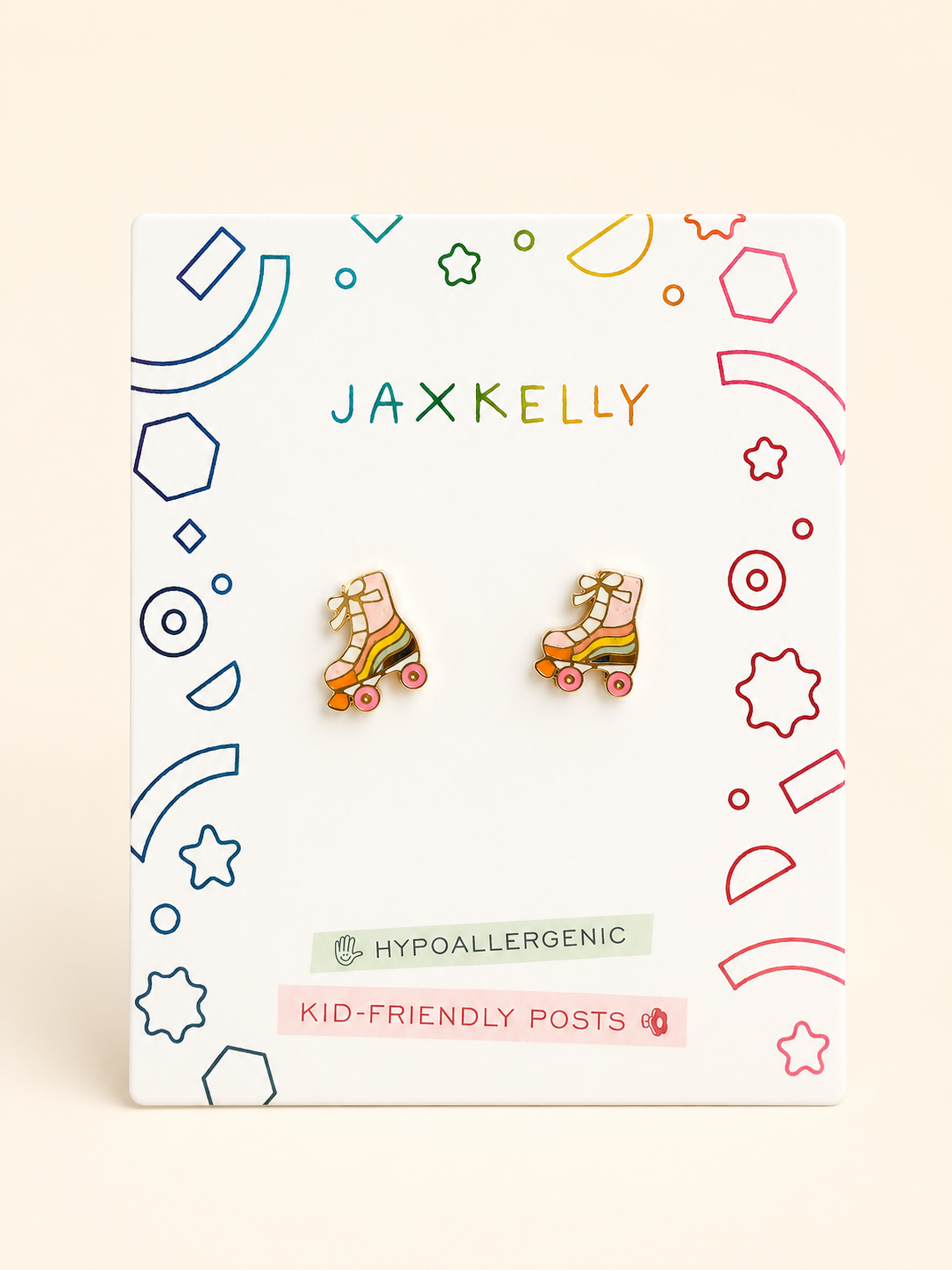 Roller Skate Enamel Flat Back Kids Earrings