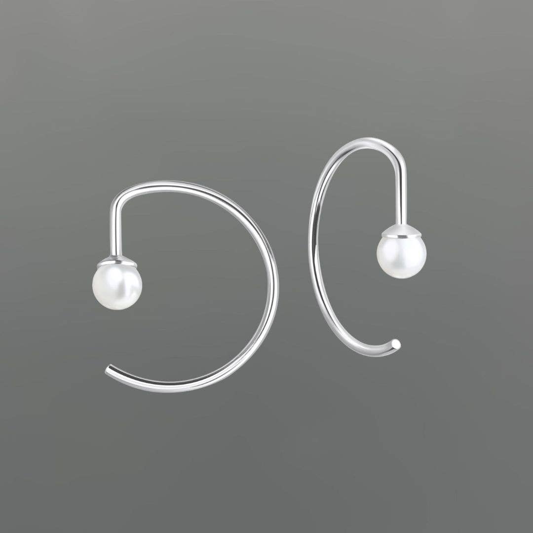 Freshwater Pearl Semi-Circle Threader Hoops