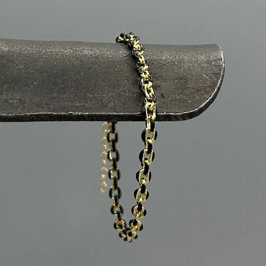 Gold Enamel Anchor Chain Bracelet
