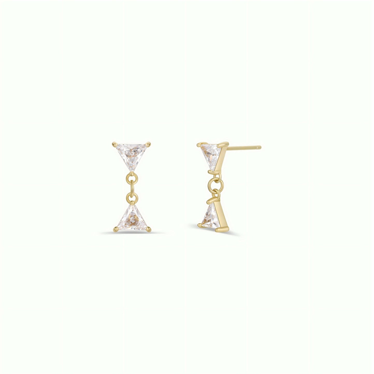 Dual Triangle Drop - Gold Earrings