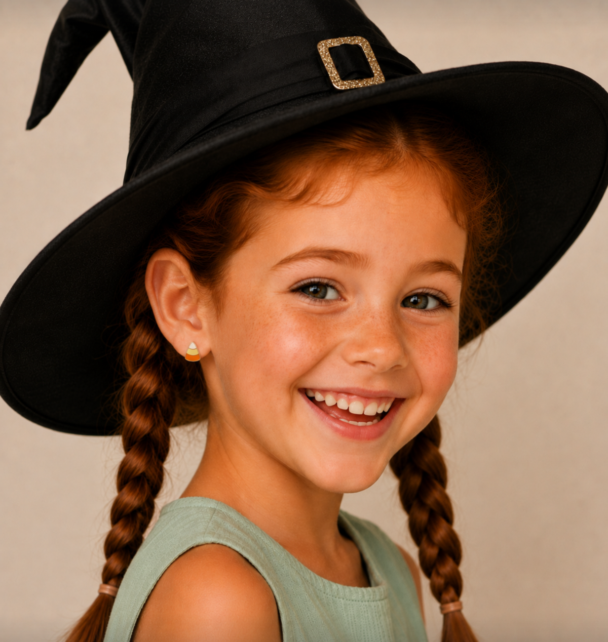 Candy Corn Enamel Flat Back Kids Earrings