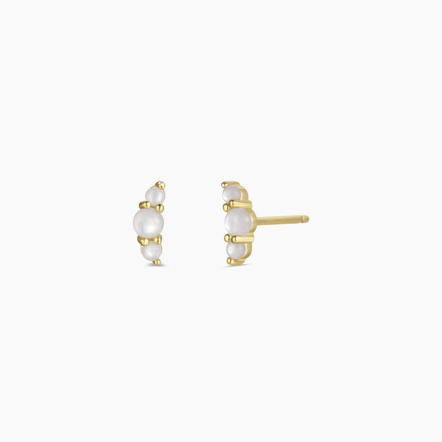 Crescent Gold Earrings - Pearl