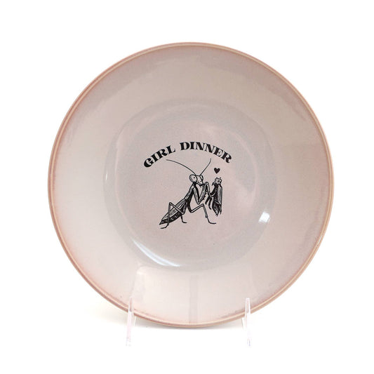Girl Dinner snack bowl, large pink cute serving bowl