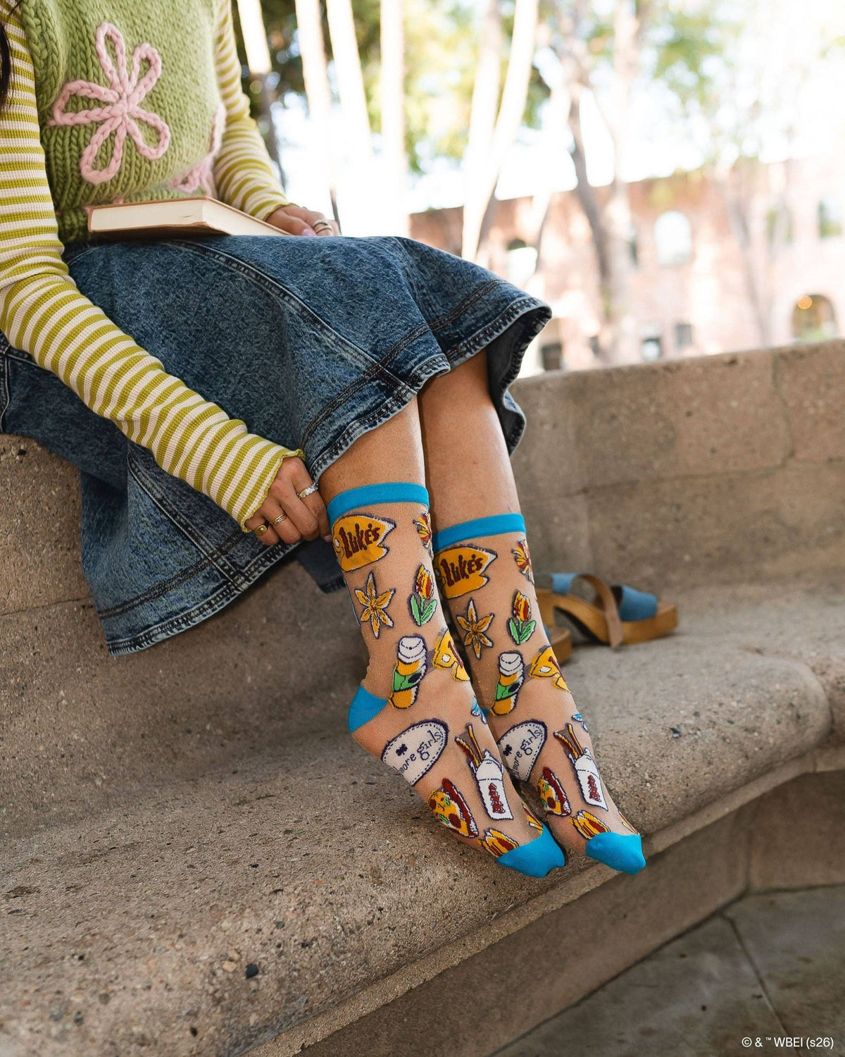 Gilmore Girls Stars Hollow Shimmer Sheer Crew Sock