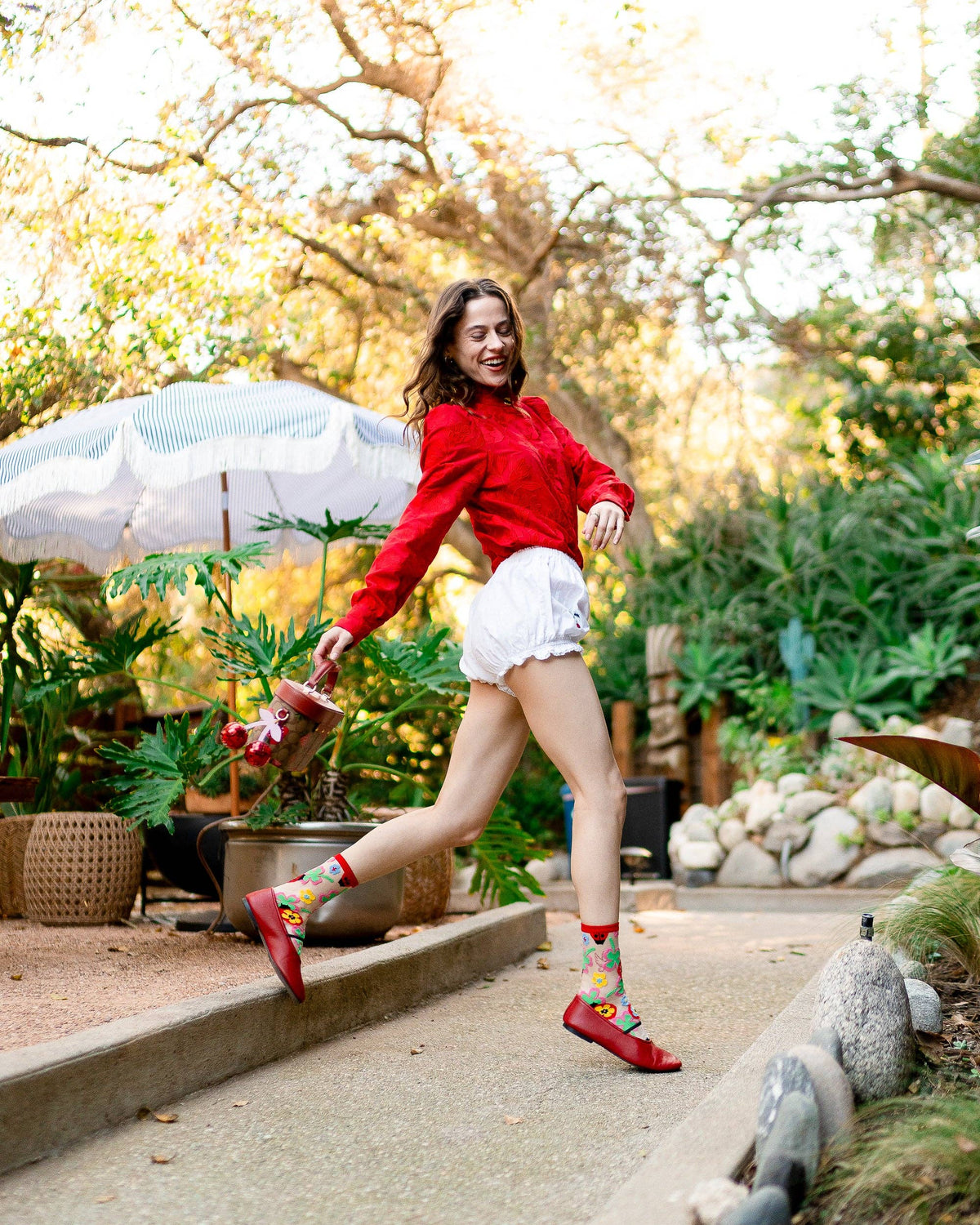 Lucky Ladybug Sheer Crew Sock