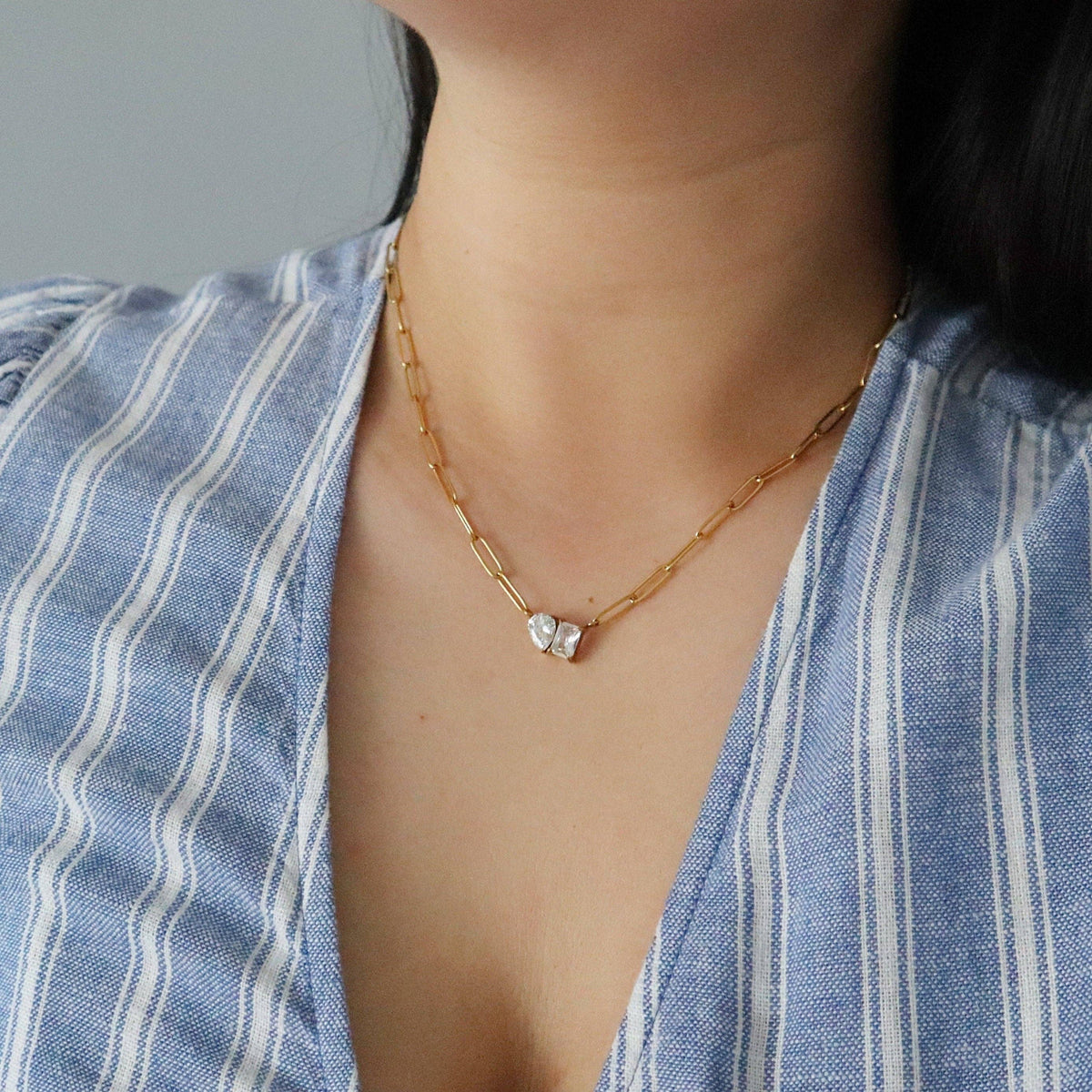 Toi et Moi Paperclip Necklace