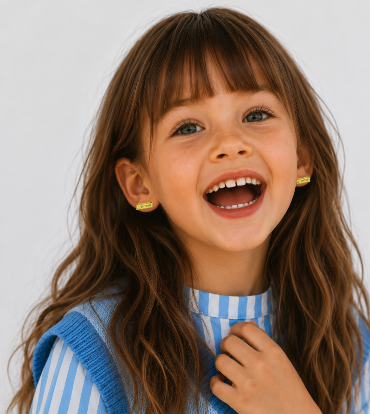 Butter Enamel Flat Back Kids Earrings